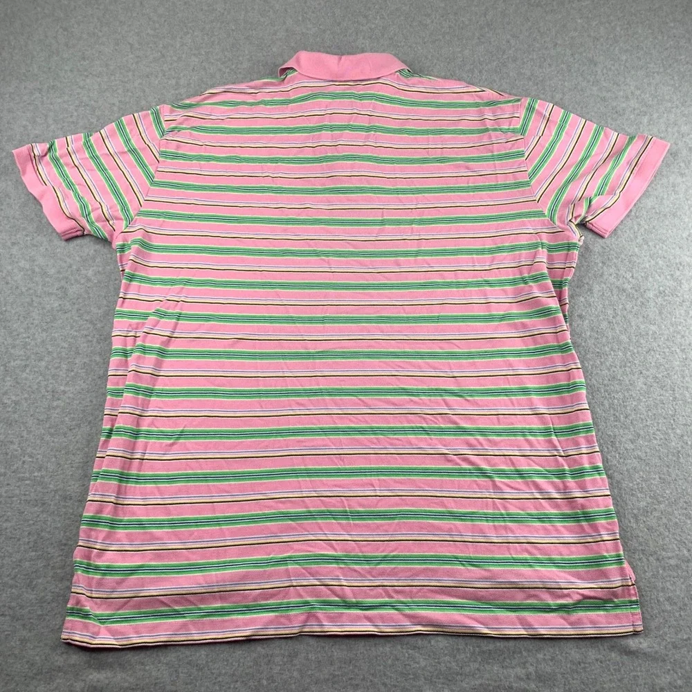 Polo Ralph Lauren Polo Shirt Mens XL Pink Multi-Stripe Pima Cotton Short Sleeve